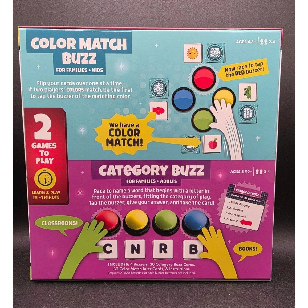 Family Game Show Buzzers 2-Game Set For Kids & Adults Includes 4 Buzzers Ages 4+